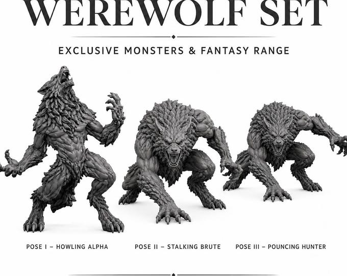 Skin Wolves - Werewolves Set - Monsters and Fantasy - Highland Gaming Minis Exclusive - Sci-Fi Resin Monster