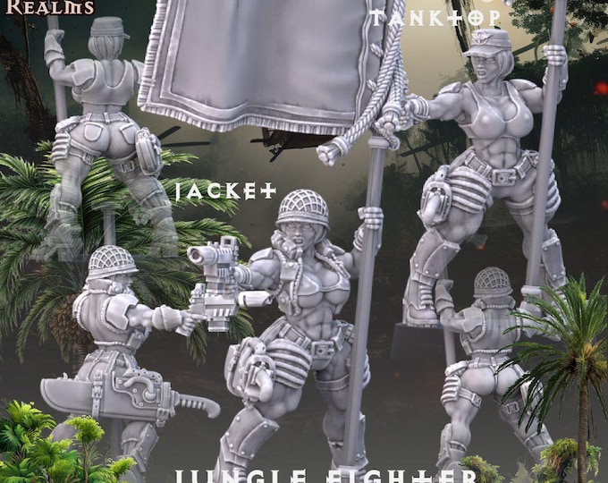 Jungle Fighter Standard Bearer - Across The Realms Licensed Resin Character Miniature