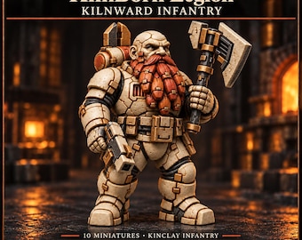 Kilnward Infantry | KilnBorn Legion 10 Dwarf Miniatures | Unpainted Resin Sci-Fi Squad | Highland Gaming Minis
