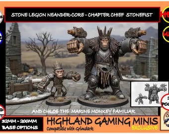 Chapter Chief Stonefist & Familiar | 2-Model Stone Legion Resin Set | Neander-Core | HGM Exclusive
