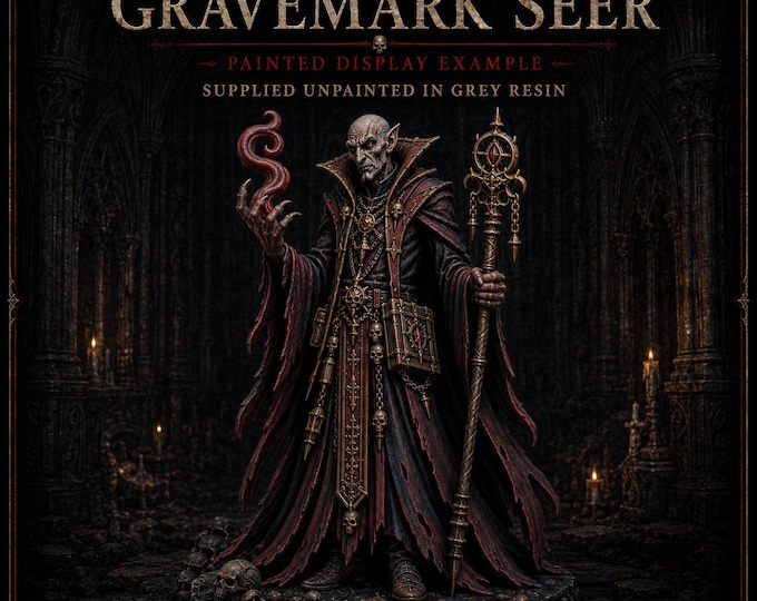 Gravemark Seer | Vampire Sorcerer Resin Miniature | Approx. 60mm Tall | HGM Exclusive