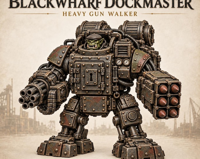 Blackwharf Dockmaster Rig | Orc Heavy Gun Walker | 32mm Industrial Resin Mech Miniature | HGM Original