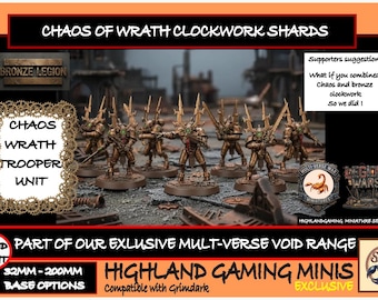 Chaos of Wrath Bronze Legion - Clock-Work Shards - Exclusive Multi-Verse Warp Wars HighlandGamingMinis Tabletop Wargaming Miniature Range