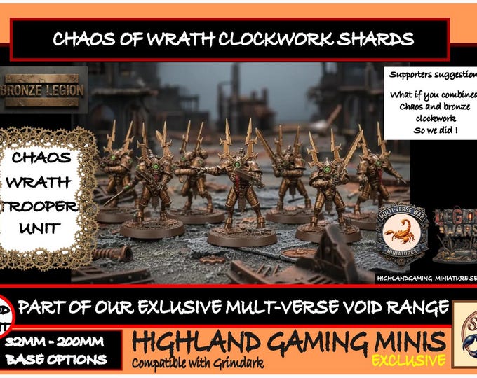 Chaos of Wrath Bronze Legion - Clock-Work Shards - Exclusive Multi-Verse Warp Wars HighlandGamingMinis Tabletop Wargaming Miniature Range