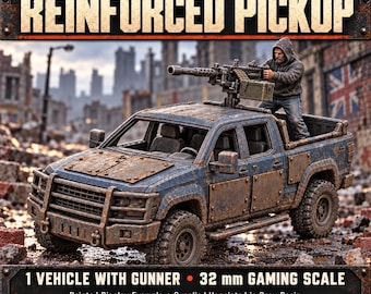 Earthline Reinforced Pickup | Armoured Civilian Truck with Gunner | 32mm Sci-Fi Resin Model