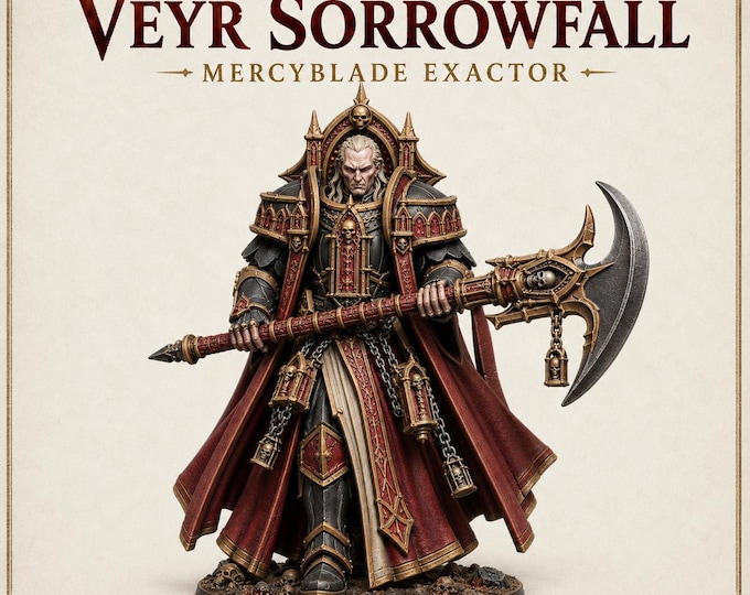 Veyr Sorrowfall - Mercyblade Exactor - Red Vow Gothic Vampire Knight Character - HGM Exclusive Unpainted Resin Miniature