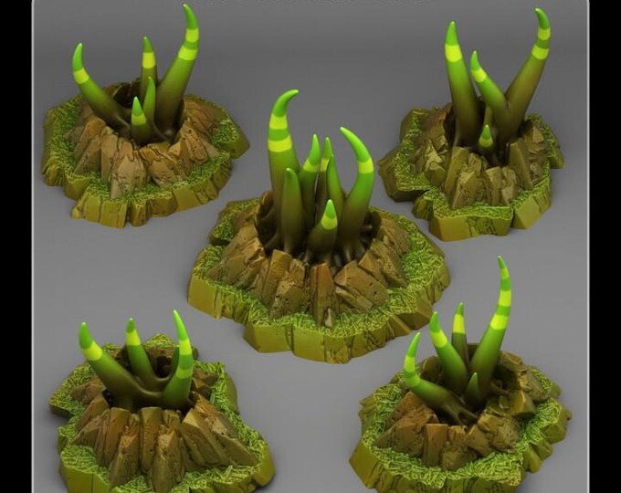 Mystic Tentacle Plants Wargaming Terrain Objectives | Fantastic Plants and Rocks | PathFinder | Mini | Dungeons and Dragons | Fantasy | RPG