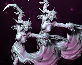 Battle Dancer succubus of Excess - WildMesh - Chaos Demon - Sci-Fi Grimdark Monster Miniature