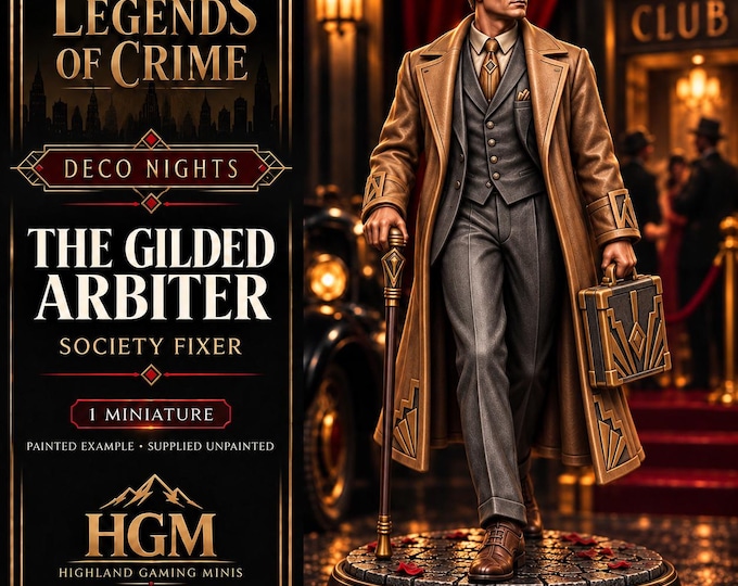 Art Deco Fixer Miniature | The Gilded Arbiter | 32mm Noir Gentleman NPC | Crime RPG | HGM Exclusive