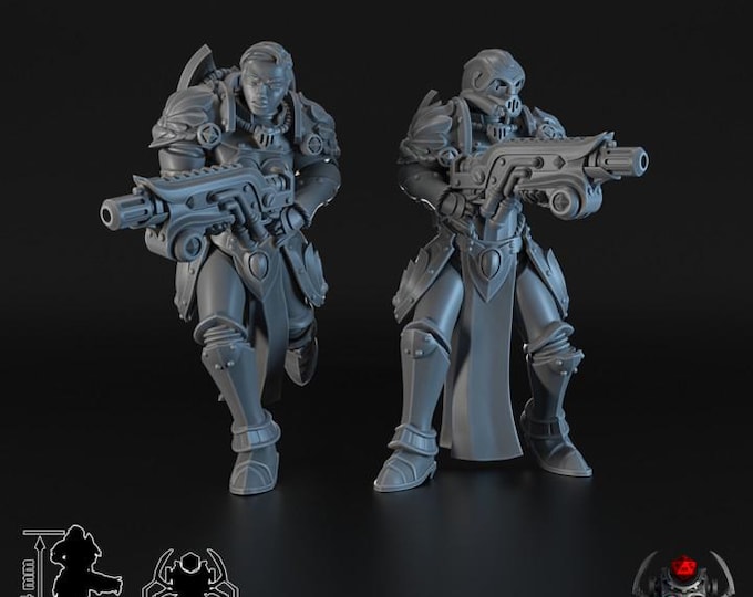 Battle Sisters Widows of Retribution Thermal Gun Squad - for Sci-Fi Wargames & TTRPG | Eight Legs Miniatures mini