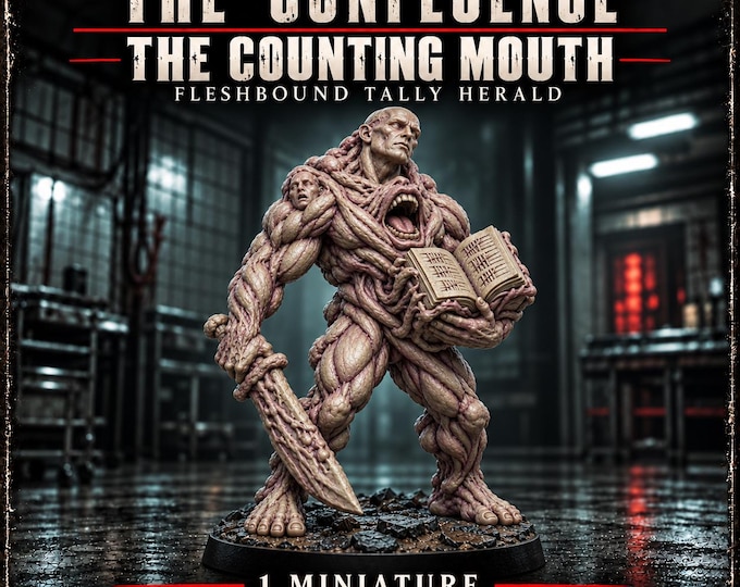 The Counting Mouth | Flesh Horror Tally Herald Resin Miniature | 32mm Gaming Scale | The Confluence | HGM Exclusive