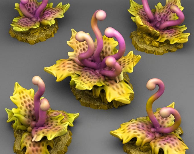 Carnivorous Tentacle Plants Wargaming Terrain Objectives | Fantastic Plants and Rocks | PathFinder | Mini | Dungeons and Dragons | Fantasy