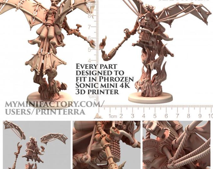 Flying Robot Flamer Miniature – Printerra Studios Grimdark Sci-fi Wargaming