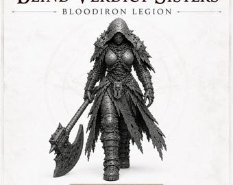 Blind Verdict Sisters - BloodIron Legion - Grey Resin Miniatures - HGM Exclusive - Legion Wars - OPR Compatible Grimdark Wargame Models