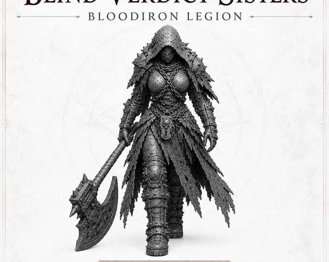 Blind Verdict Sisters - BloodIron Legion - Grey Resin Miniatures - HGM Exclusive - Legion Wars - OPR Compatible Grimdark Wargame Models
