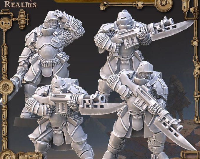 Crusader Knights with Bolt Action Rifle - Across the Realms - New Release August 25  - Sci-Fi OPR Grimdark compatible - Tabletop Wargaming