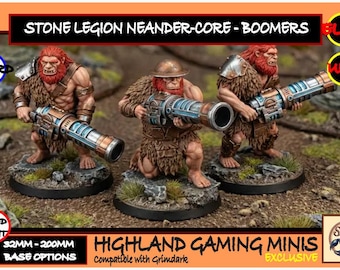 Neander-Core Boomers | 3-Model Stone Legion Resin Unit | 32mm Grimdark Sci-Fi | HGM Exclusive