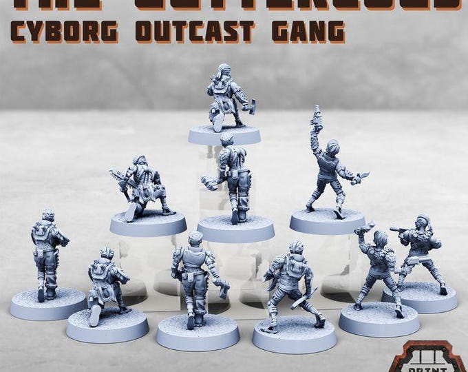 The Guttercogs - Cyborg outlaw gang - Print Minis - Grimdark - Print Minis - Fantasy Resin Miniature