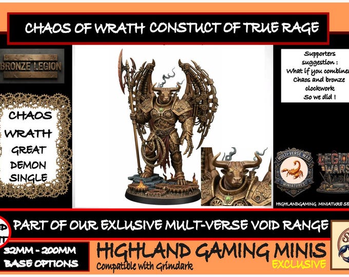 Chaos of Wrath Bronze Legion - Construct of True Rage Exclusive Multi-Verse Warp Wars HighlandGamingMinis Tabletop Wargaming Miniature Range