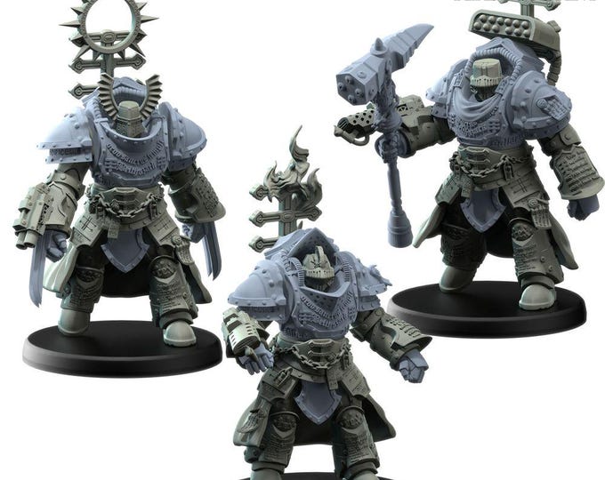 Grey Church Guards Crusader - Printerra Studios Licensed Resin Sci-Fi Miniature Unit