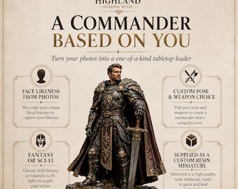 Create Your Own Commander - Personalised Face Miniature - Custom Resin Wargaming Model