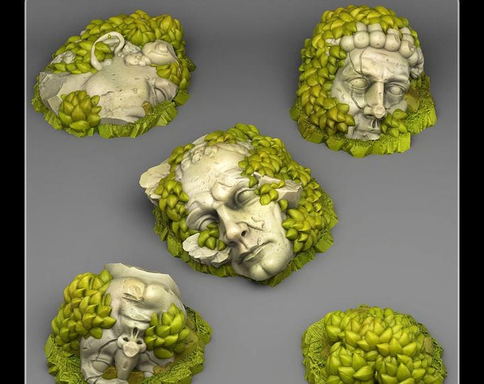 Overgrown Statues - Wargaming Terrain Objectives | Fantastic Plants and Rocks | PathFinder | Mini | Dungeons and Dragons | Fantasy | RPG