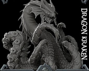 Dragon Kraken – Rocket Pig Games Licensed Resin Fantasy Sea Monster – Choose 60mm, 100mm or 120mm