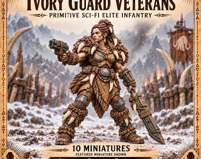 Ivory Guard Veterans | Choose 1 of 10 or Complete Squad | Mammoth Tribe Sci-Fi Resin Miniatures | HGM Original