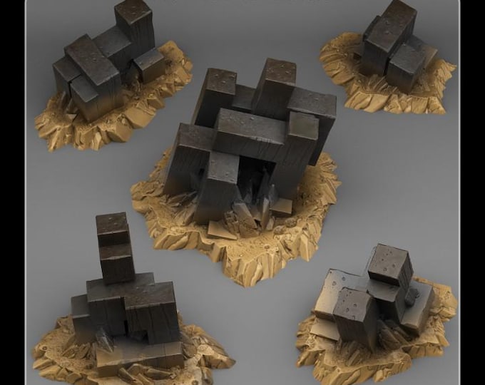 Abstract Desert Rocks Wargaming Terrain Objectives | Fantastic Plants and Rocks | PathFinder | Mini | Dungeons and Dragons | Fantasy | RPG