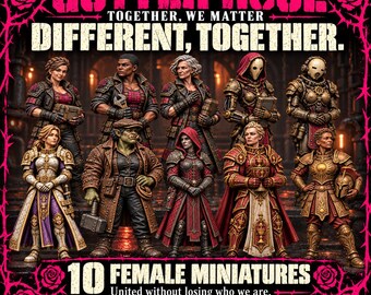 Different Together | Choose 1 of 10 or Full Set | Mixed-Faction Female Sci-Fi Resin Miniatures | HGM Original