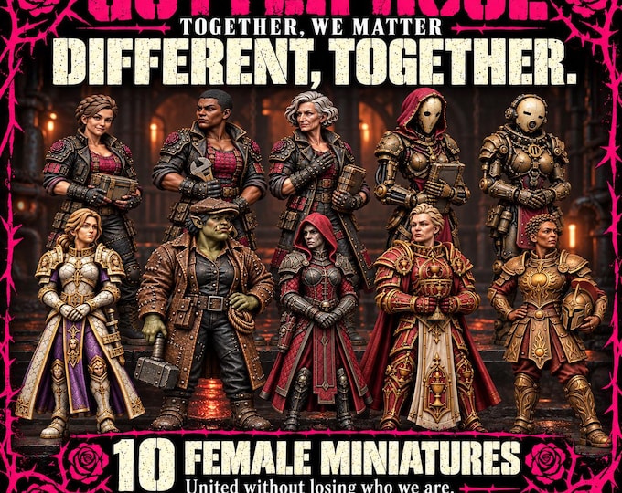 Different Together | Choose 1 of 10 or Full Set | Mixed-Faction Female Sci-Fi Resin Miniatures | HGM Original