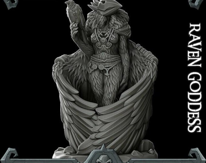 Raven Goddess - Fantasy Miniature  - Rocket Pig Games - Tabletop Wargaming for Grimdark | OPR Sci-Fi & Fantasy Resin Mini