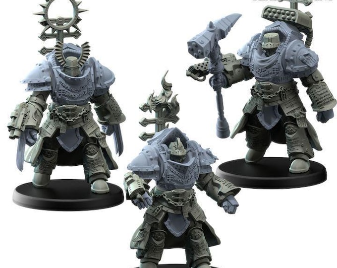 Belthazark Grey Church Guard Crusaders – Printerra Studios Licensed Resin Sci-Fi Squad of 3