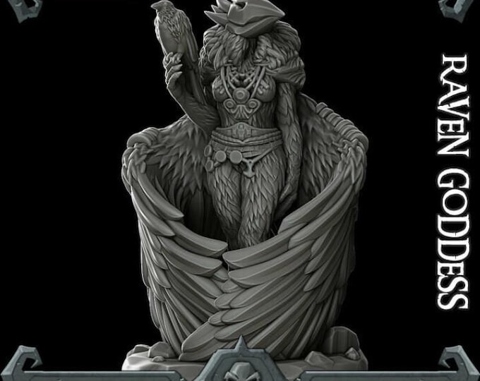 Raven Goddess - Fantasy Miniature  - Rocket Pig Games - Tabletop Wargaming for Grimdark | OPR Sci-Fi & Fantasy Resin Mini