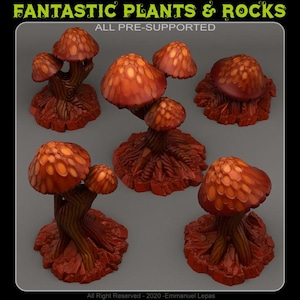 Giant Mushrooms Wargaming Terrain Objectives | Fantastic Plants and Rocks | PathFinder | Mini | Dungeons and Dragons | Fantasy | RPG