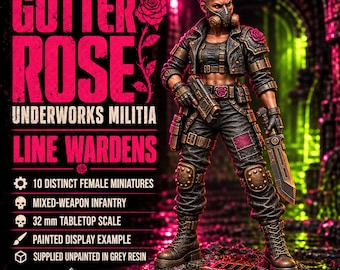 Gutter Rose Line Wardens | Choose 1 of 10 or Sets of 5, 10 or 20 | Female Sci-Fi Resin Miniatures | HGM Exclusive