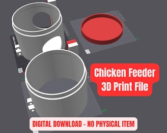 DIGITAL FILE – Full-Size 3D Printable Chicken Feeder (2-Port) | 3mf + stl | DIY Poultry Feeder