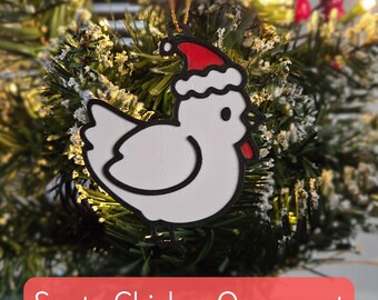 Santa Chicken Ornament – Farmhouse Christmas Décor