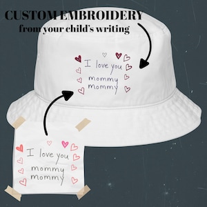 Sombrero de pescador con foto personalizada bordada para niños, regalo personalizado para mamá, papá, amigos, hermana, sombrero de pescador con texto cosido personalizado, sombrero de pescador con sonrisa