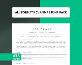 ATS Resume Template for Google Docs, Word and Apple Pages, ATS Friendly, Minimalist, Clean, Simple Resume Template, 1,2&3-page Basic Resume