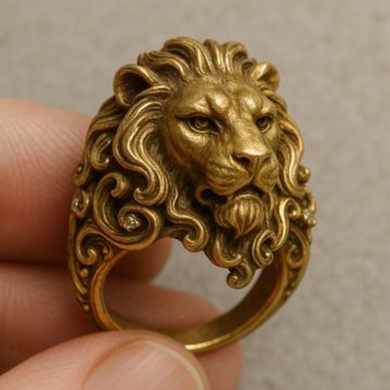 Majestic Lion Head Ring – Bold Animal King Jewelry With Vintage and ...