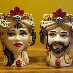 Moorish heads in Caltagirone ceramic – Height approximately 27 cm