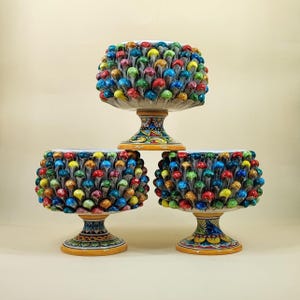 Handmade Sicilian Pinecone Planter, Caltagirone Ceramic Pigna, Multicolor Italian Majolica Pot, 20 cm, Mediterranean Decor