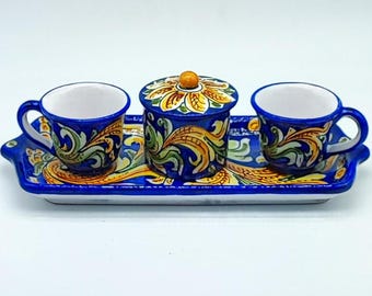 ヴィンテージ蓋付きシュガーディッシュ、イタリア陶器、ドラゴン、Fima