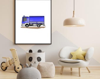 THW poster, THW truck poster, Technical Relief Agency poster children's room, Technical Relief Agency wall art, Children's room decor, Digital file