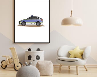 Police Poster, Police Car Poster, Audi A6 Poster Police Car Audi A6 Poster, Police Vehicle Wall Art, Nursery Decor, Digital File