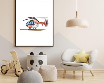 Rescue Helicopter Poster, Rescue Helicopter, RTH Poster, Rescue Helicopter Wall Art, Nursery Decor, Digital File
