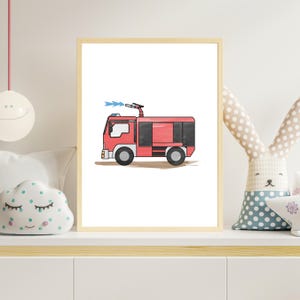 Póster de camión de bomberos, camión de bomberos con tanque, TLF, arte de pared del departamento de bomberos, decoración de habitación infantil, impresión artística del departamento de bomberos, impresión de alta calidad, A3 A4 10x25