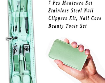 Personalized Stainless Steel 7-Piece Manicure Grooming Kit, Nail Care Tools
