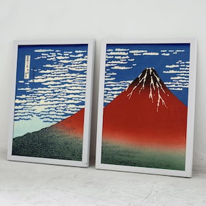 Red Fuji & Southern Wind Clear Morning Digital Download | Katsushika Hokusai Set of 2 Japanese Wall Art, Instant Download